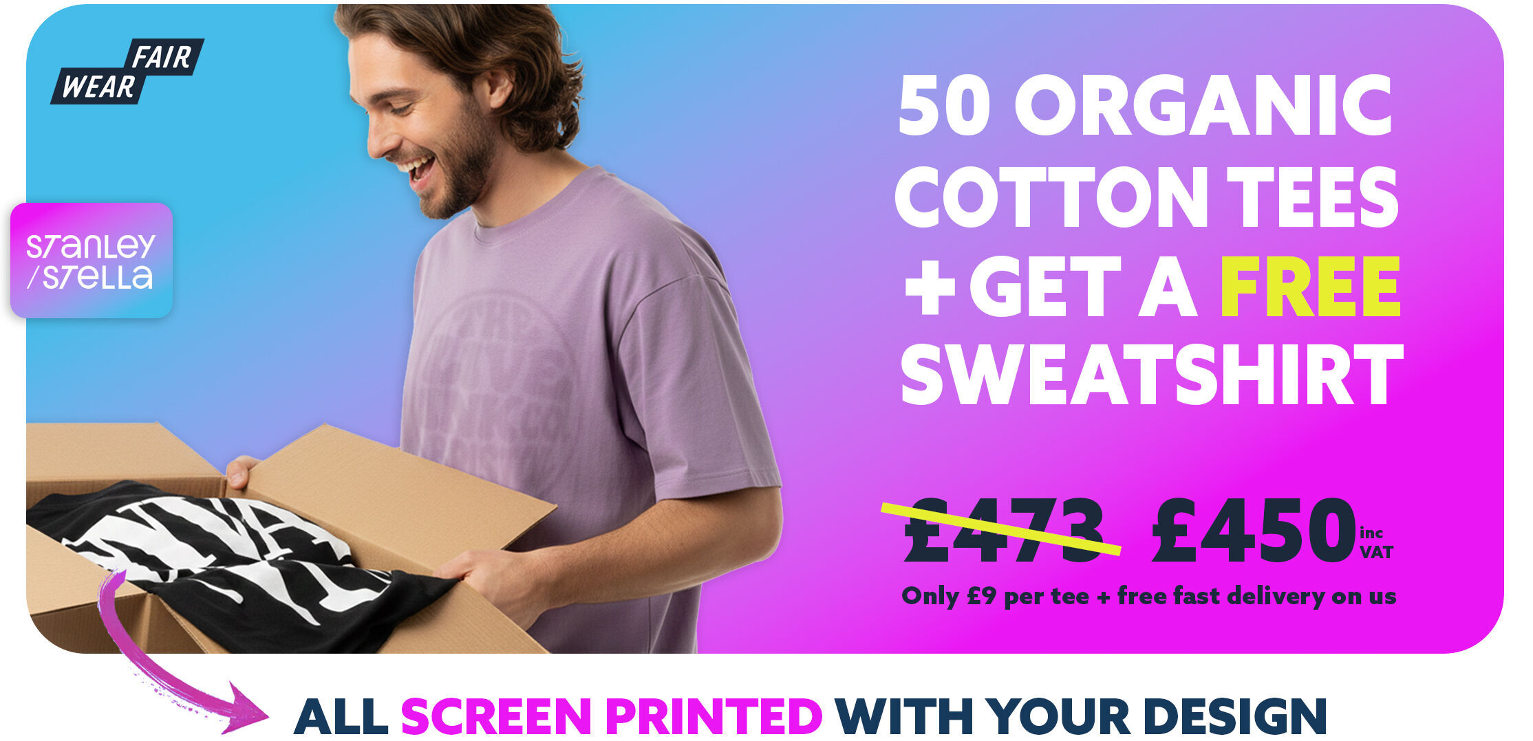 50 Premium T-Shirts Custom Printed plus Free Sweatshirt — Live Ink Deal